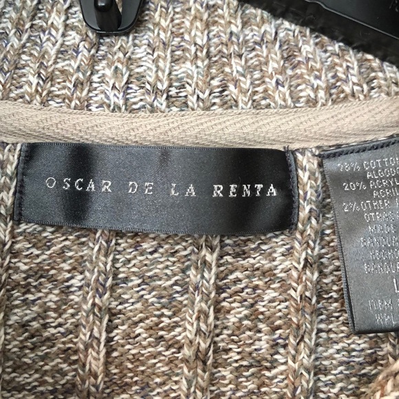 OSCAR DE LA RENTA, 1/4 zip men’s sweater, tan, size L - excellent condition! - Picture 5 of 7